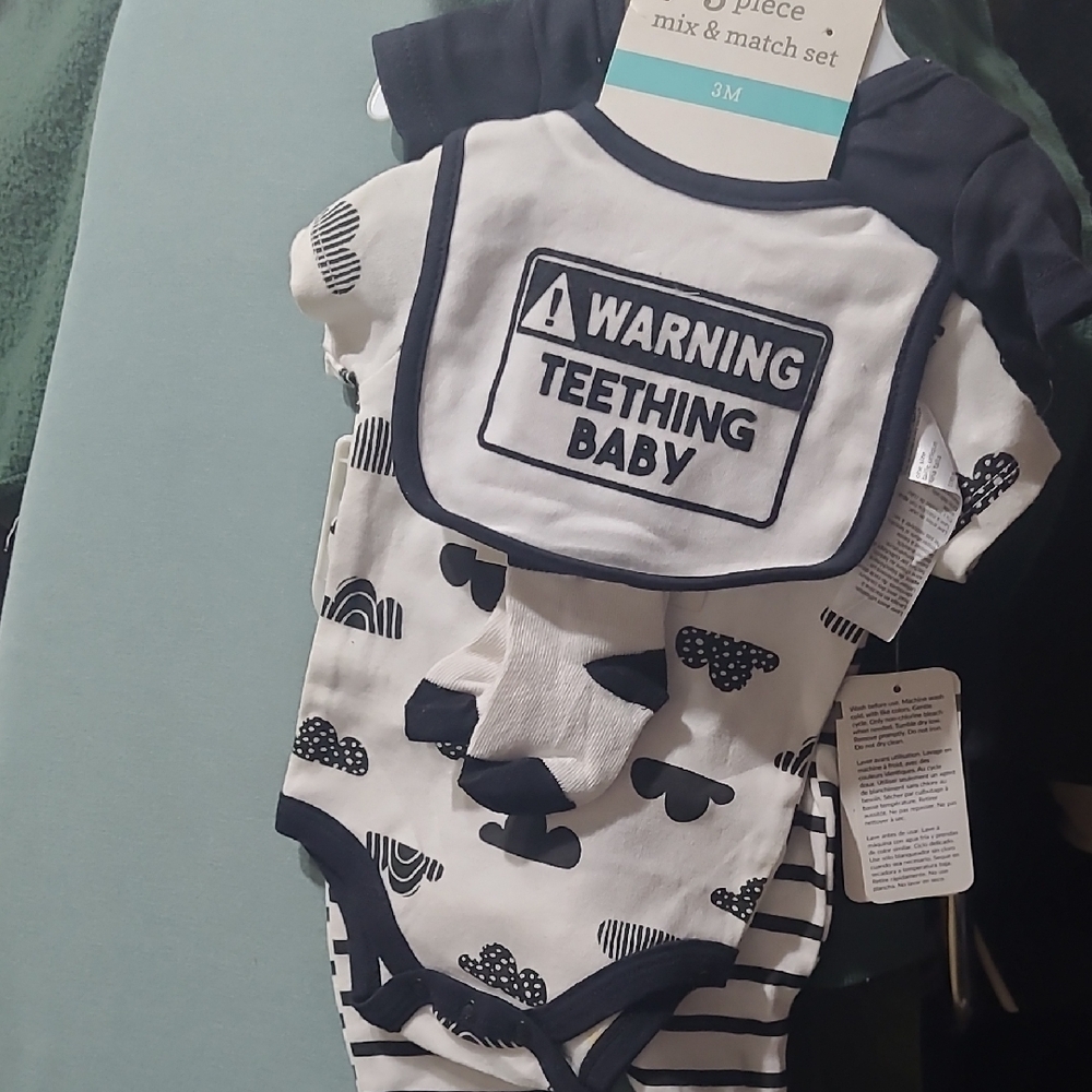 Baby Starters Black and White Matching Set  Size 3M